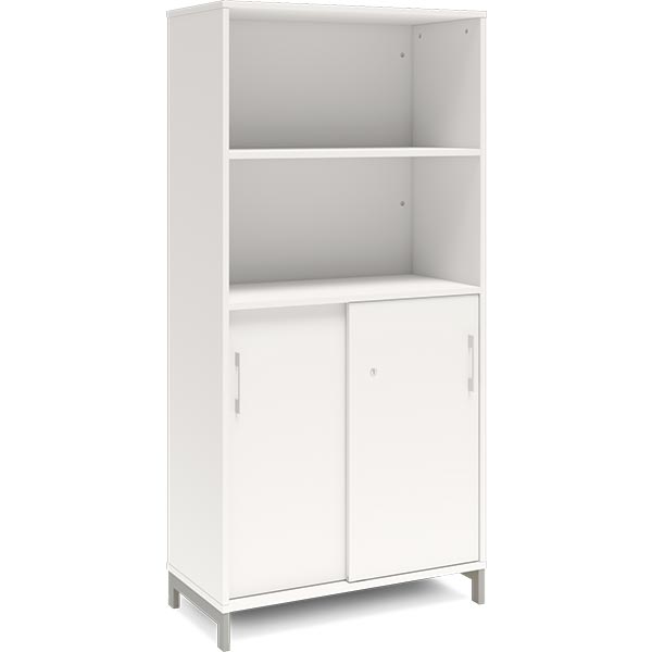 Ergoff Kontorskab DNA, 800x1660 mm, Hvid/Alugrå, skydedør 4A4 – Bogreoler & kontorskabe (billede 1)