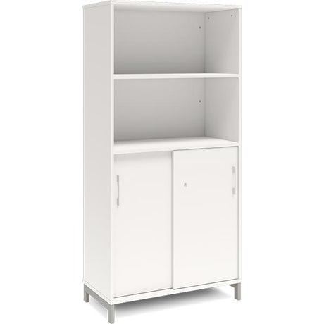 Ergoff Kontorskab DNA, 800x1660 mm, Hvid/Alugrå, skydedør 4A4 – Bogreoler & kontorskabe (billede 1)
