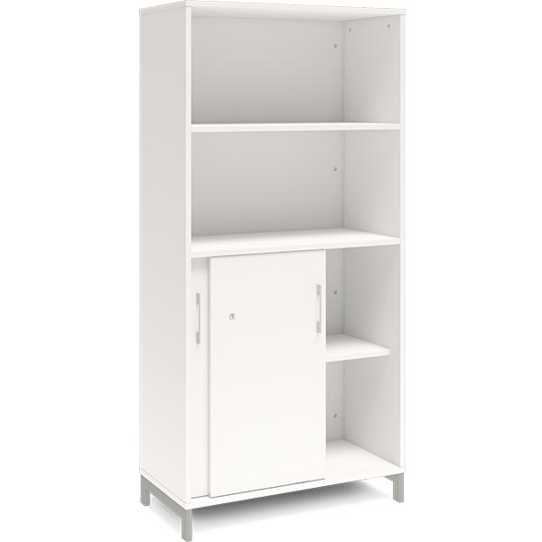 Ergoff Kontorskab DNA, 800x1660 mm, Hvid/Alugrå, skydedør 4A4 – Bogreoler & kontorskabe (billede 2)