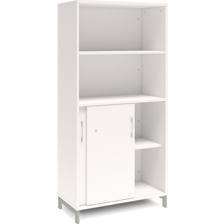 Ergoff Kontorskab DNA, 800x1660 mm, Hvid/Alugrå, skydedør 4A4 – Bogreoler & kontorskabe (billede 2)