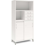 Ergoff Kontorskab DNA, 800x1660 mm, Hvid/Alugrå, skydedør og skuffemodul 4A4/2A4 – Bogreoler & kontorskabe (billede 1)