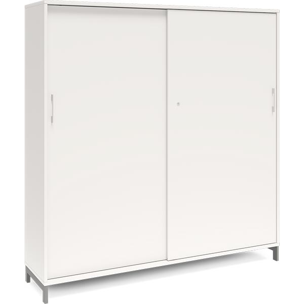Ergoff Kontorskab DNA, 1600x1660 mm, Hvid/Alugrå, skydedør 4A4 – Bogreoler & kontorskabe (billede 1)