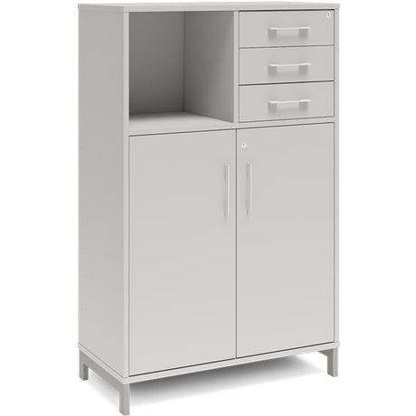 Ergoff Kontorskab DNA, 800x1275 mm, Lys grå/Alugrå, skuffemodul 3A4/2A4 – Bogreoler & kontorskabe (billede 1)