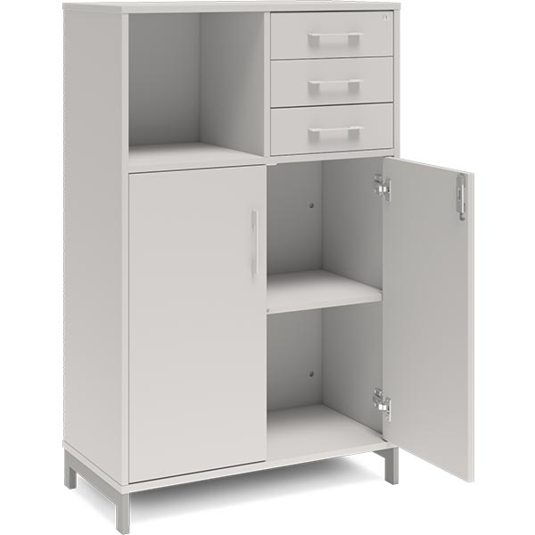 Ergoff Kontorskab DNA, 800x1275 mm, Lys grå/Alugrå, skuffemodul 3A4/2A4 – Bogreoler & kontorskabe (billede 2)