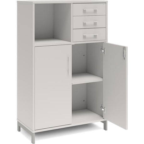 Ergoff Kontorskab DNA, 800x1275 mm, Lys grå/Alugrå, skuffemodul 3A4/2A4 – Bogreoler & kontorskabe (billede 2)