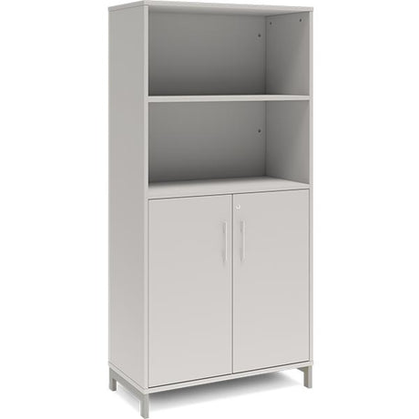 Ergoff Kontorskab DNA, 800x1660 mm, Lys grå/Alugrå 4A4/2A4 – Bogreoler & kontorskabe (billede 1)