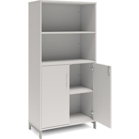 Ergoff Kontorskab DNA, 800x1660 mm, Lys grå/Alugrå 4A4/2A4 – Bogreoler & kontorskabe (billede 2)