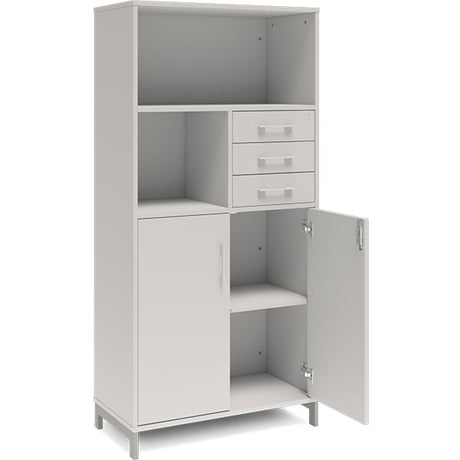 Kontorskab DNA, 800x1660 mm, Lys grå/Alugrå, skuffemodul 4A4/2A4 – image 2