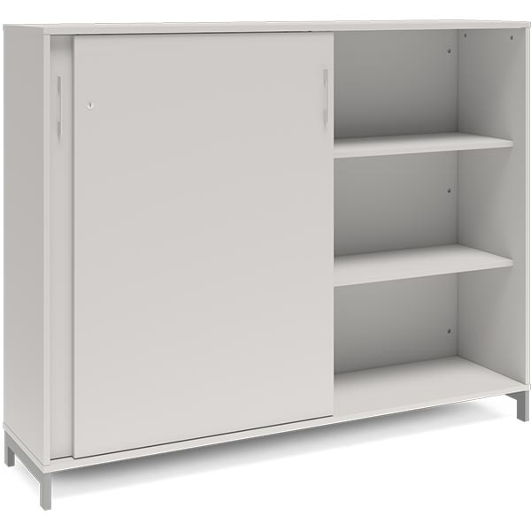 Ergoff Kontorskab DNA, 1600x1275 mm, Lys grå/Alugrå, skydedør 3A4 – Bogreoler & kontorskabe (billede 2)