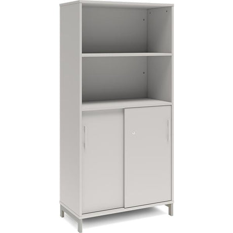 Kontorskab DNA, 800x1660 mm, Lys grå/Alugrå, skydedør 4A4 – image 1