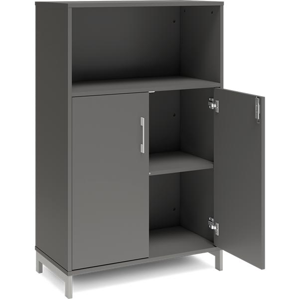 Ergoff Kontorskab DNA, 800x1275 mm, Antracit/Alugrå 3A4/2A4 – Bogreoler & kontorskabe (billede 2)