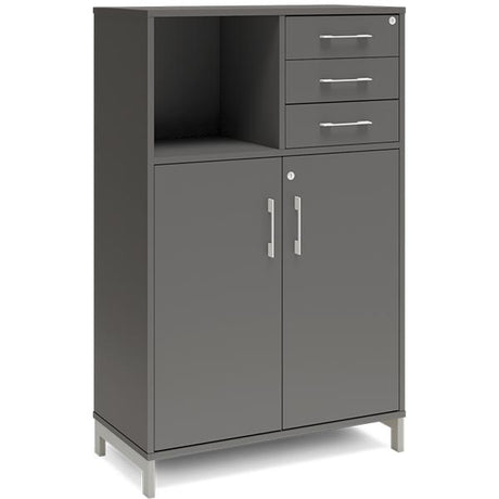 Kontorskab DNA, 800x1275 mm, Antracit/Alugrå, skuffemodul 3A4/2A4 – image 1