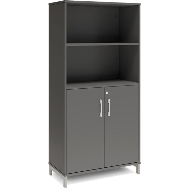 Ergoff Kontorskab DNA, 800x1660 mm, Antracit/Alugrå 4A4/2A4 – Bogreoler & kontorskabe (billede 1)