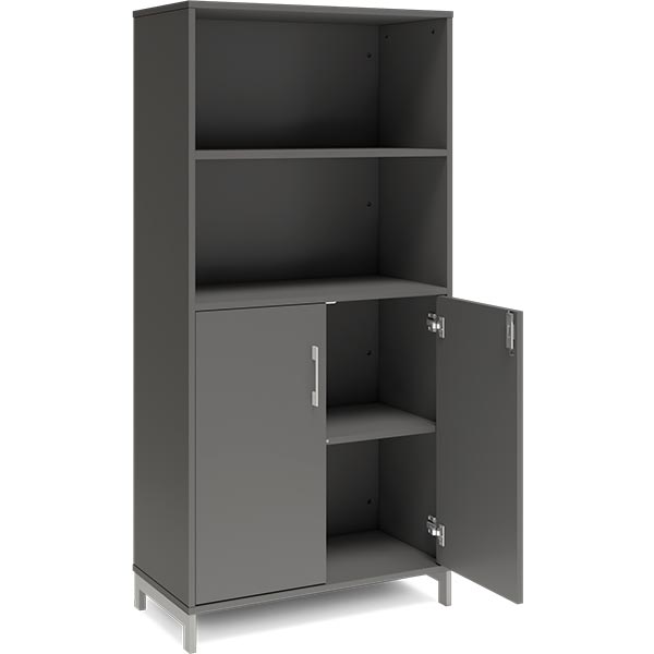 Ergoff Kontorskab DNA, 800x1660 mm, Antracit/Alugrå 4A4/2A4 – Bogreoler & kontorskabe (billede 2)