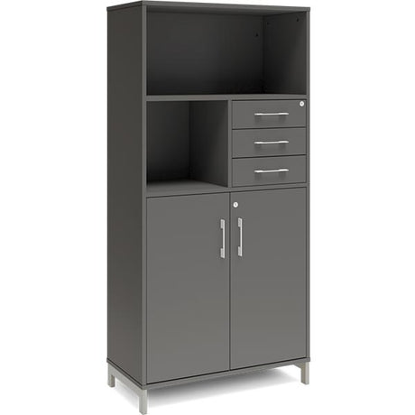 Kontorskab DNA, 800x1660 mm, Antracit/Alugrå, skuffemodul 4A4/2A4 – image 1