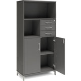 Ergoff Kontorskab DNA, 800x1660 mm, Antracit/Alugrå, skuffemodul 4A4/2A4 – Bogreoler & kontorskabe (billede 2)