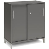 Ergoff Kontorskab DNA, 800x890 mm, Antracit/Alugrå, skydedør 2A4 – Bogreoler & kontorskabe (billede 1)