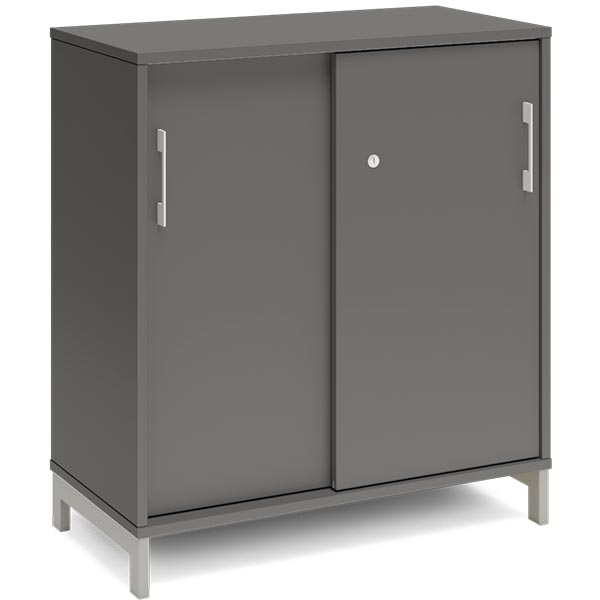 Ergoff Kontorskab DNA, 800x890 mm, Antracit/Alugrå, skydedør 2A4 – Bogreoler & kontorskabe (billede 1)