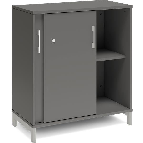 Ergoff Kontorskab DNA, 800x890 mm, Antracit/Alugrå, skydedør 2A4 – Bogreoler & kontorskabe (billede 2)