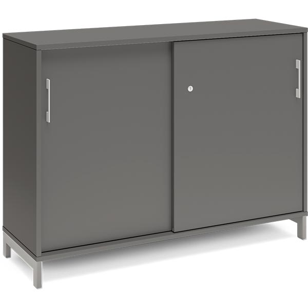Ergoff Kontorskab DNA, 1200x890 mm, Antracit/Alugrå, skydedør 2A4 – Bogreoler & kontorskabe (billede 1)