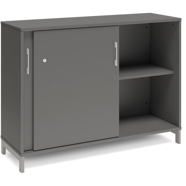 Ergoff Kontorskab DNA, 1200x890 mm, Antracit/Alugrå, skydedør 2A4 – Bogreoler & kontorskabe (billede 2)