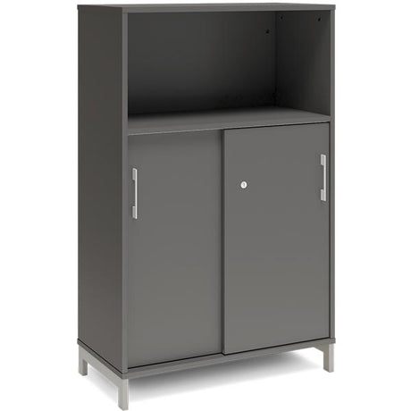 Kontorskab DNA, 800x1275 mm, Antracit/Alugrå, skydedør 3A4 – image 1