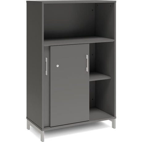 Kontorskab DNA, 800x1275 mm, Antracit/Alugrå, skydedør 3A4 – image 2