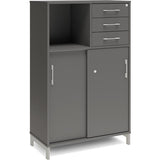 Ergoff Kontorskab DNA, 800x1275 mm, Antracit/Alugrå, skydedør og skuffemodul 3A4/2A4 – Bogreoler & kontorskabe (billede 1)