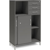Ergoff Kontorskab DNA, 800x1275 mm, Antracit/Alugrå, skydedør og skuffemodul 3A4/2A4 – Bogreoler & kontorskabe (billede 2)