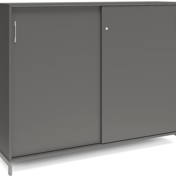 Ergoff Kontorskab DNA, 1600x1275 mm, Antracit/Alugrå, skydedør 3A4 – Bogreoler & kontorskabe (billede 1)