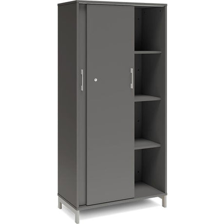 Kontorskab DNA, 800x1660 mm, Antracit/Alugrå, skydedør 4A4 – image 2