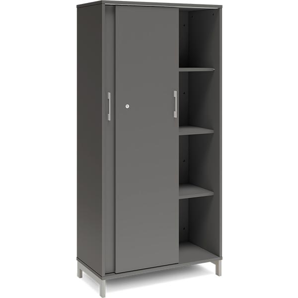 Ergoff Kontorskab DNA, 800x1660 mm, Antracit/Alugrå, skydedør 4A4 – Bogreoler & kontorskabe (billede 2)