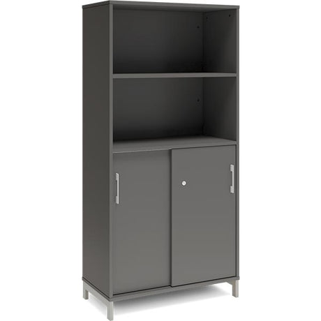 Kontorskab DNA, 800x1660 mm, Antracit/Alugrå, skydedør 4A4 – image 1