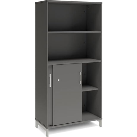 Kontorskab DNA, 800x1660 mm, Antracit/Alugrå, skydedør 4A4 – image 2