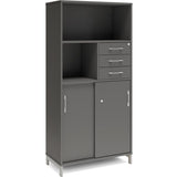 Ergoff Kontorskab DNA, 800x1660 mm, Antracit/Alugrå, skydedør og skuffemodul 4A4/2A4 – Bogreoler & kontorskabe (billede 1)