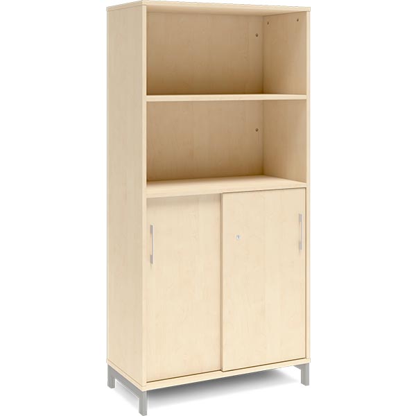 Ergoff Kontorskab DNA, 800x1660 mm, Birk/Alugrå 4A4 – Bogreoler & kontorskabe (billede 1)