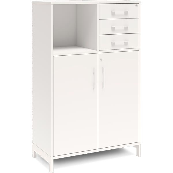 Ergoff Kontorskab DNA, 800x1275 mm, Hvid/Hvid, skuffemodul 3A4/2A4 – Bogreoler & kontorskabe (billede 1)