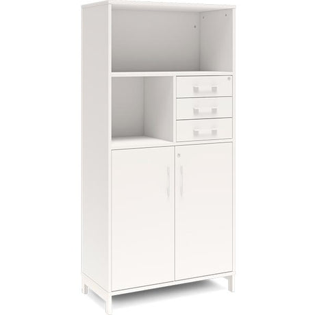 Ergoff Kontorskab DNA, 800x1660 mm, Hvid/Hvid, skuffemodul 4A4/2A4 – Bogreoler & kontorskabe (billede 1)