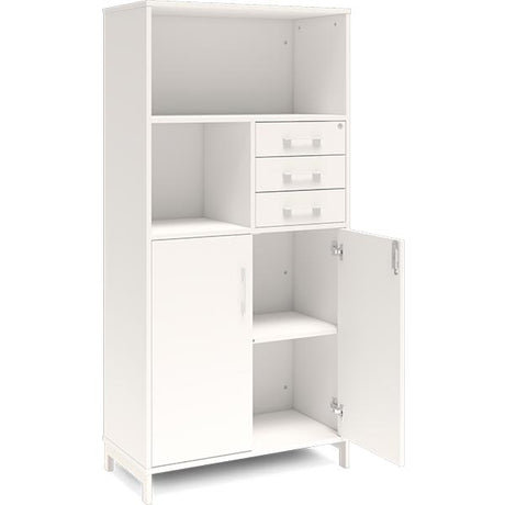 Kontorskab DNA, 800x1660 mm, Hvid/Hvid, skuffemodul 4A4/2A4