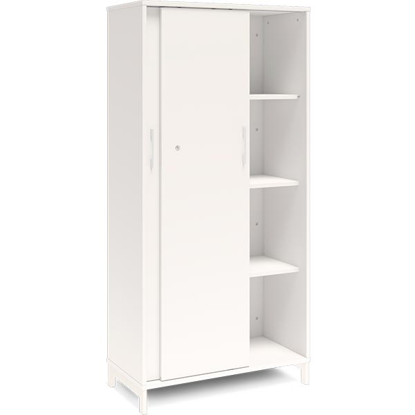 Ergoff Kontorskab DNA, 800x1660 mm, Hvid/Hvid, skydedør 4A4 – Bogreoler & kontorskabe (billede 2)