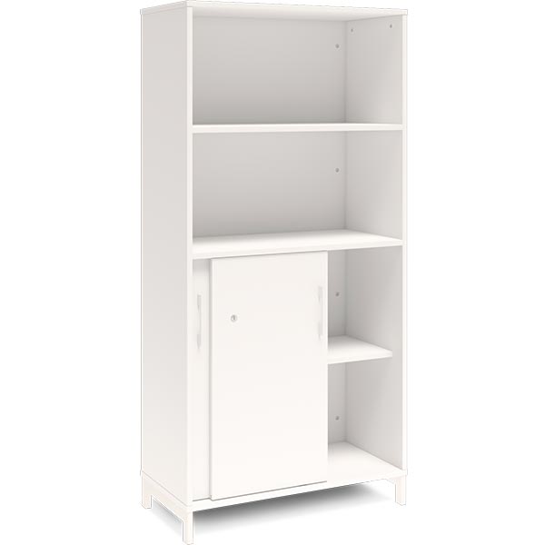 Ergoff Kontorskab DNA, 800x1660 mm, Hvid/Hvid, skydedør 4A4 – Bogreoler & kontorskabe (billede 2)