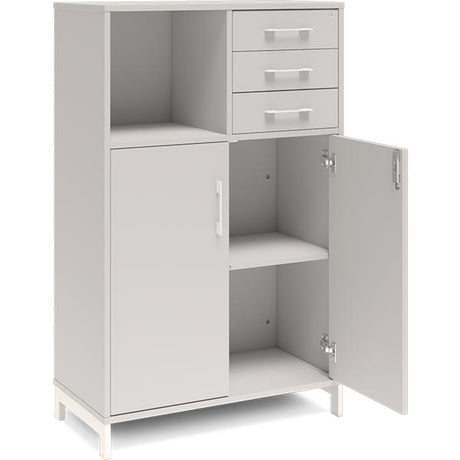 Ergoff Kontorskab DNA, 800x1275 mm, Lys grå/Hvid, skuffemodul 3A4/2A4 – Bogreoler & kontorskabe (billede 2)