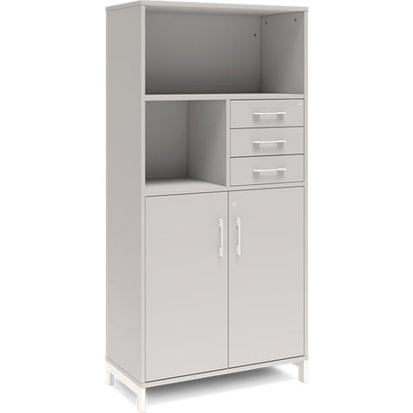 Ergoff Kontorskab DNA, 800x1660 mm, Lys grå/Hvid, skuffemodul 4A4/2A4 – Bogreoler & kontorskabe (billede 1)