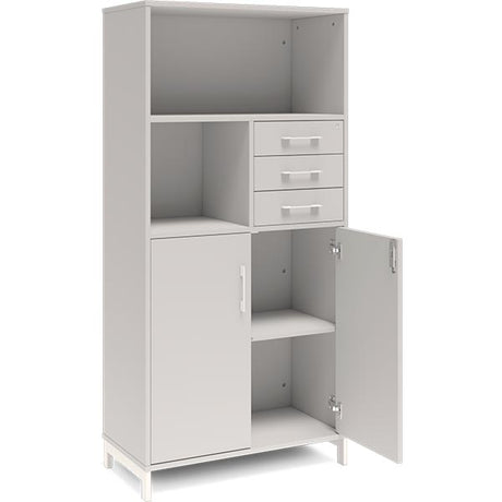 Ergoff Kontorskab DNA, 800x1660 mm, Lys grå/Hvid, skuffemodul 4A4/2A4 – Bogreoler & kontorskabe (billede 2)