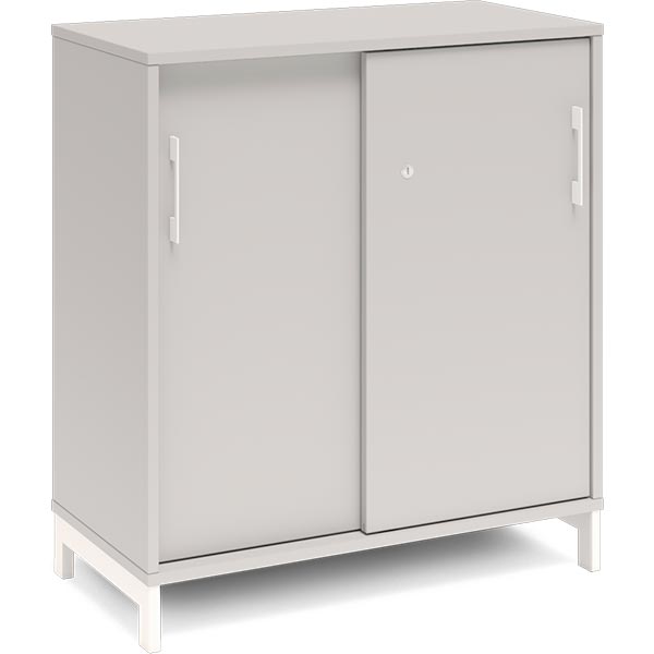 Ergoff Kontorskab DNA, 800x890 mm, Lys grå/Hvid, skydedør 2A4 – Bogreoler & kontorskabe (billede 1)