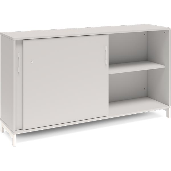 Ergoff Kontorskab DNA, 1600x890 mm, Lys grå/Hvid, skydedør 2A4 – Bogreoler & kontorskabe (billede 2)