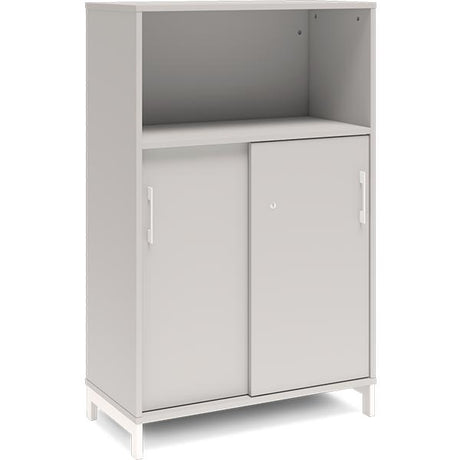 Kontorskab DNA, 800x1275 mm, Lys grå/Hvid, skydedør 3A4 – image 1
