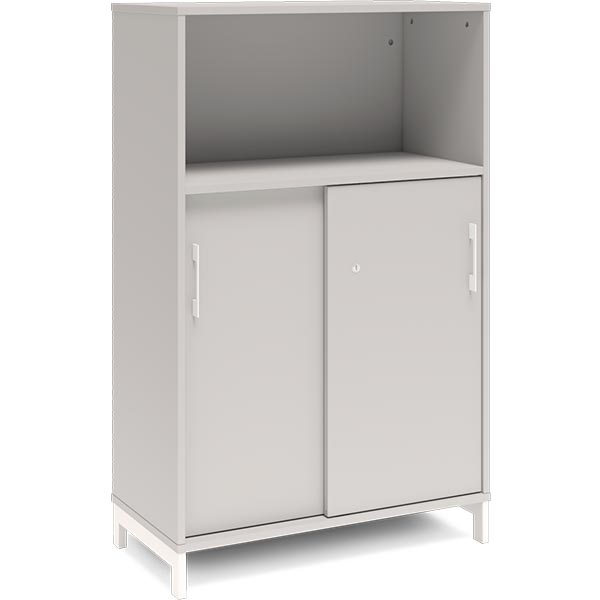 Kontorskab DNA, 800x1275 mm, Lys grå/Hvid, skydedør 3A4 – image 1