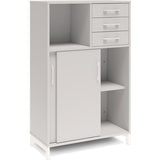 Ergoff Kontorskab DNA, 800x1275 mm, Lys grå/Hvid, skydedør og skuffemodul 3A4/2A4 – Bogreoler & kontorskabe (billede 2)