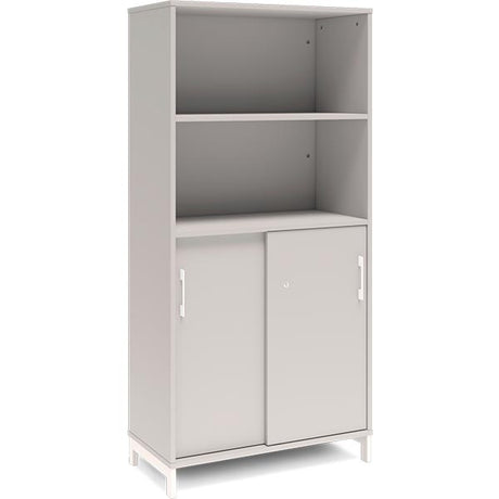 Kontorskab DNA, 800x1660 mm, Lys grå/Hvid, skydedør 4A4 – image 1